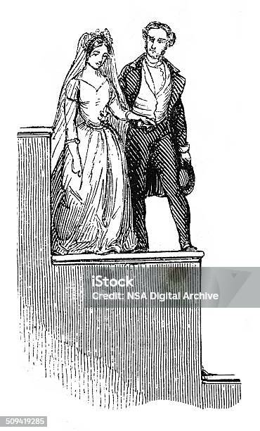 Wedding Couple Stock Illustration - Download Image Now - 16th Century Style, Wedding, 19th Century