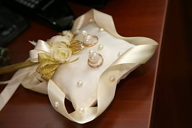 istock gold rings for wedding are on decorative pillow 509419924