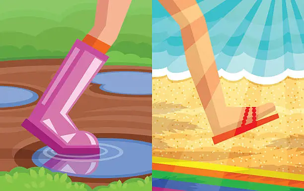 Vector illustration of Step from spring to summer