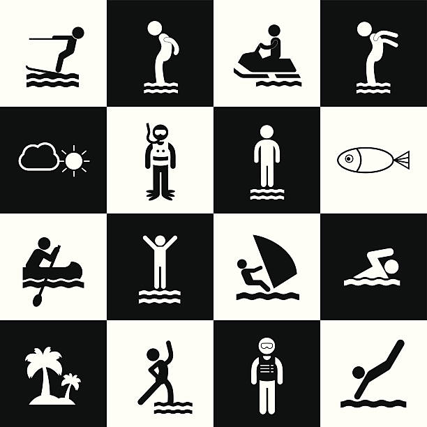 sport wodny) - surf scene stock illustrations
