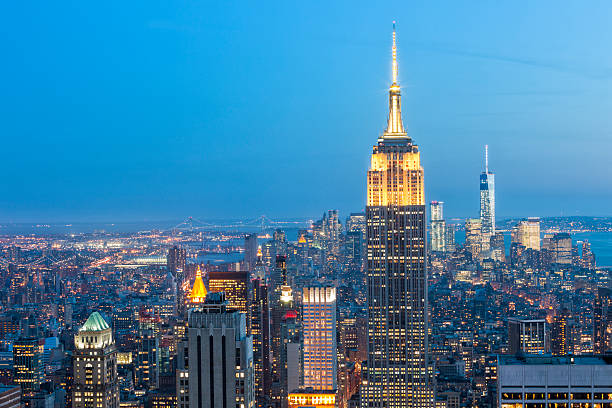 istock Manhattan Skyscrapers Illuminated at Twilight 509422174