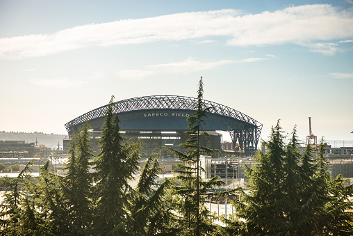 Seattle, Washington, USA - August 20, 2015: View of the MLB Baseball Safeco field stadium in seattle. It is owned and operated by the Washington State Major League Baseball Stadium Public Facilities District and it is the home stadium of the Seattle Mariners of Major League Baseball (MLB).
