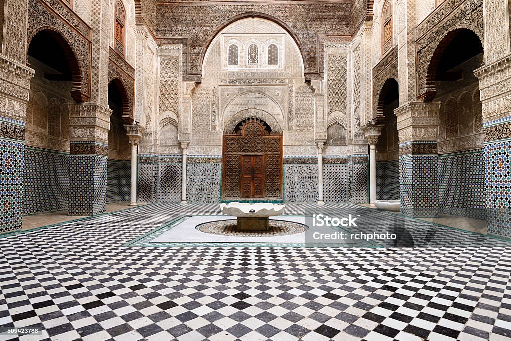 Examples of Moroccan architecture The Al-Qarawiyyin Mosque in Fez, Morocco Morocco Stock Photo