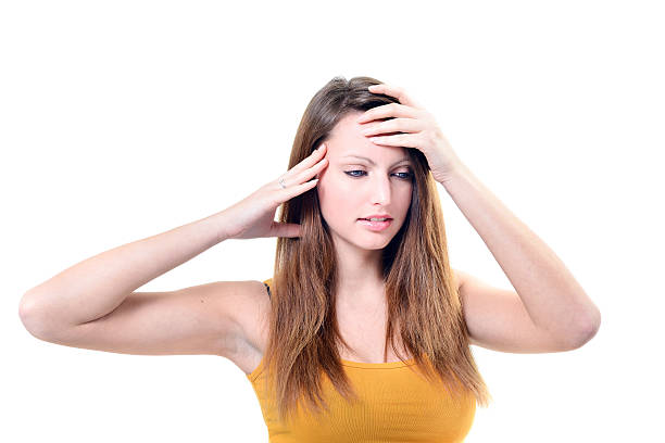 istock Young beautiful woman with severe headache 509424013