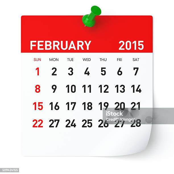 February 2015 Calendar Stock Photo - Download Image Now - 2015, Calendar, Computer Graphic