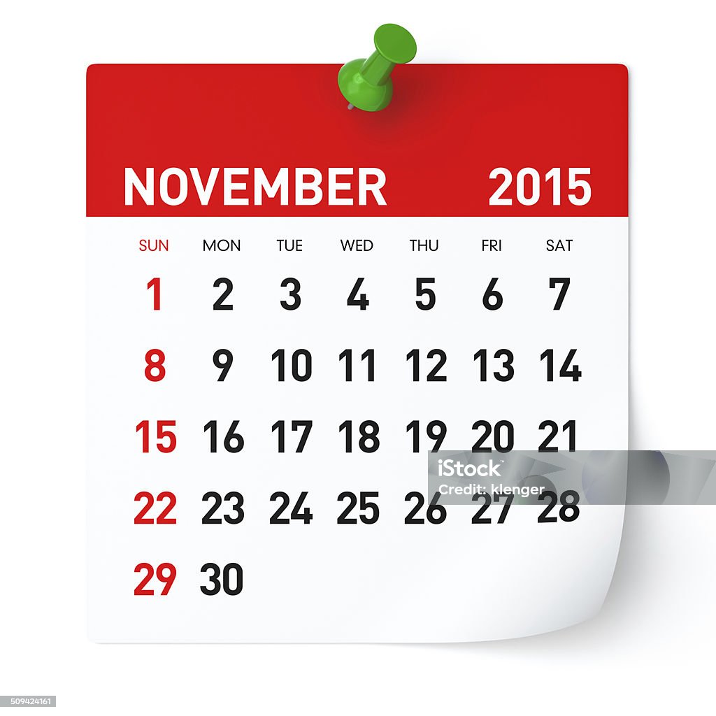 De novembro de 2015-calendário - Foto de stock de 2015 royalty-free