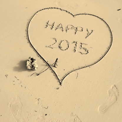 Heart in the sand, for Happy new year, 2015.