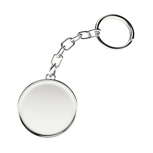 Blank round metal key chain with key ring Blank round metal key chain with key ring isolated on white background key ring photos stock pictures, royalty-free photos & images