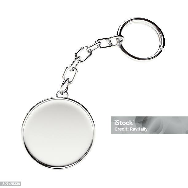 Blank Round Metal Key Chain With Key Ring Stock Photo - Download Image Now - Key Ring, Metal, Circle