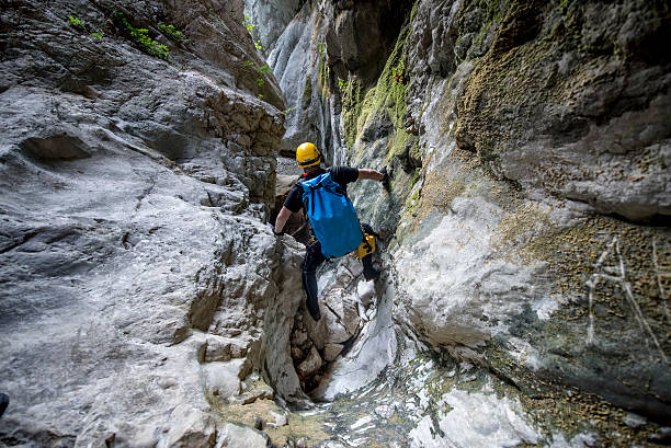 istock Man moving through the canyon 509425866