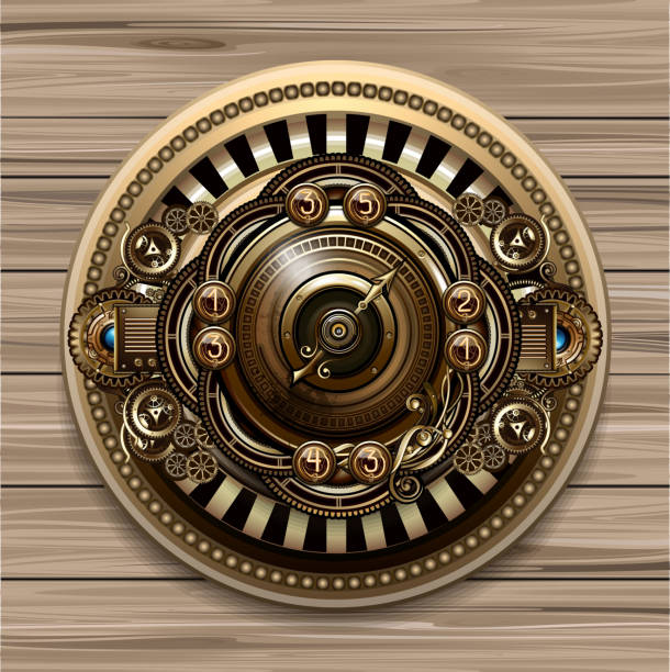 ilustraciones, imágenes clip art, dibujos animados e iconos de stock de steampunk conceptual fondo - metal rusty red backgrounds