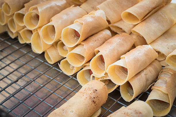istock Khanom Tokyo thin flat pancake Thai street snack 509431120