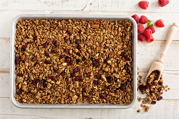 istock Homemade roasted granola food background 509431222