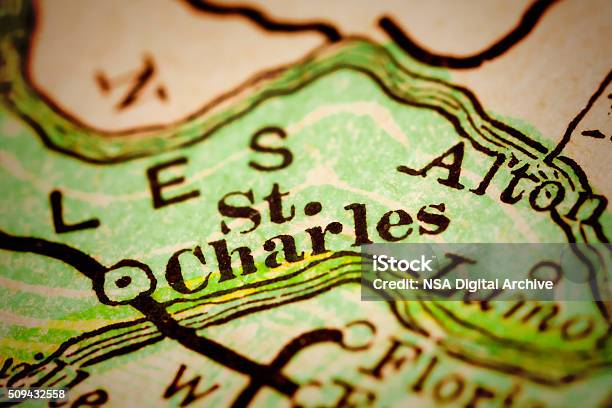 St Charles Missouri On An Antique Map Stock Photo - Download Image Now - Saint Charles - Missouri, Missouri, Map
