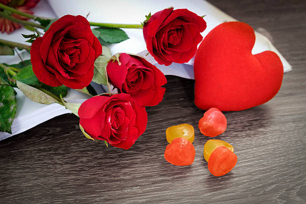istock Red heart and red rose 509434796