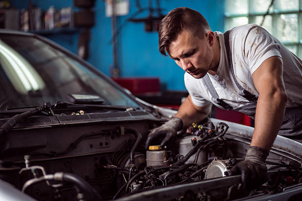 istock Car inspection at mechanic shop 509437098