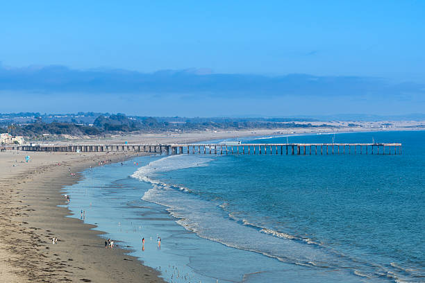 Aerial image at Pismo Beach, California- taken during the afternoon. Pismo Beach is in San Luis Obispo County.
