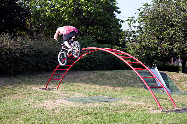 istock bmx rider - ride up play park rail 509442663