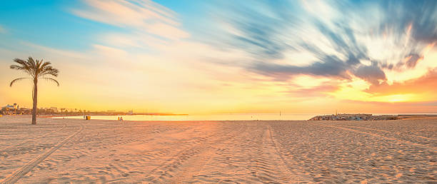 istock Barceloneta Beach in Barcelona at sunrise 509445795