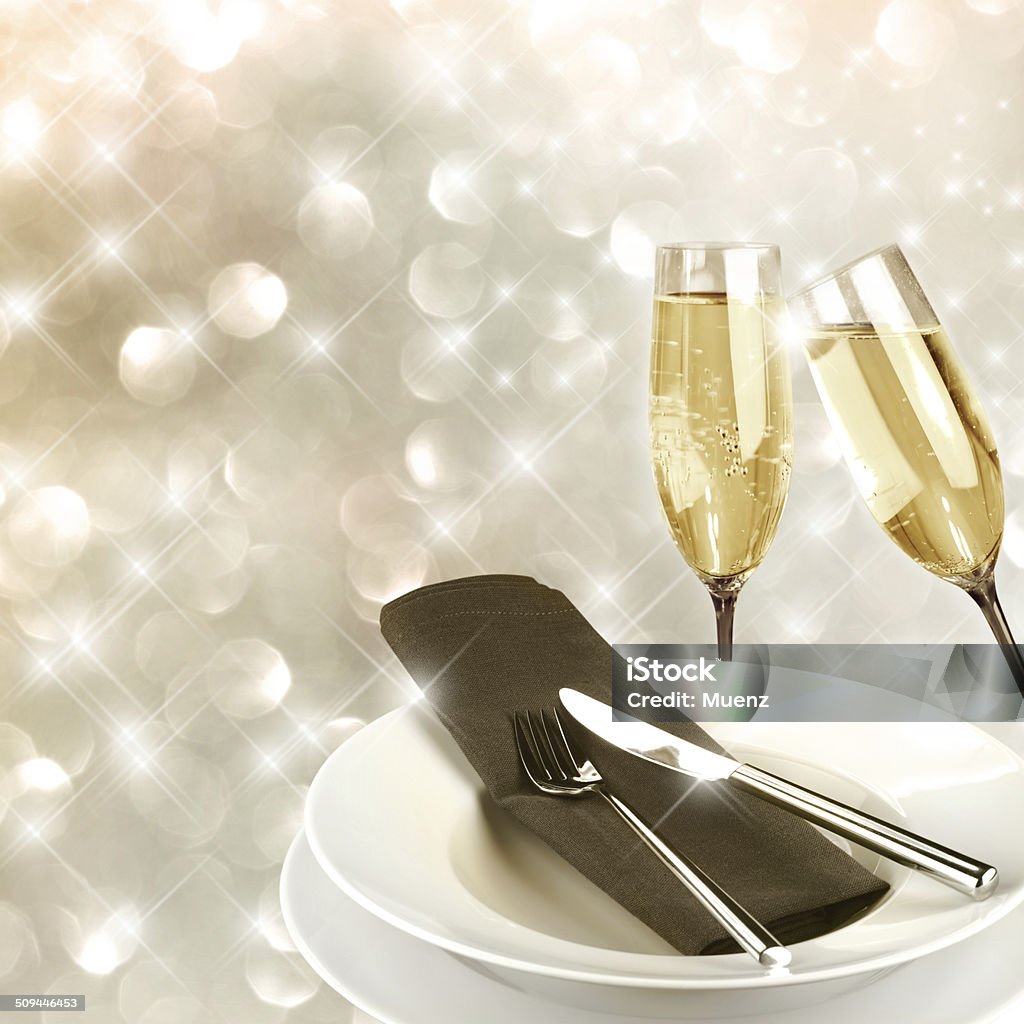 Celebration Toasting with champagne glasses very festive background Dinner Stock Photo