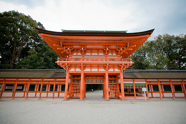 Kyoto, Japan - March 25, 2014: Shimogamo Shrine in Japanese, is the common name of an important Shinto sanctuary in the Shimogamo district of Kyoto city's Sakyō ward. Its formal name is Kamo-mioya-jinja.