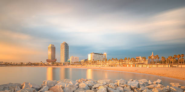 istock Barceloneta Beach in Barcelona at sunrise 509447347