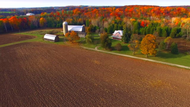 Scenic Rural Heartland Flyover, Landscape With Amazing Autumn colors