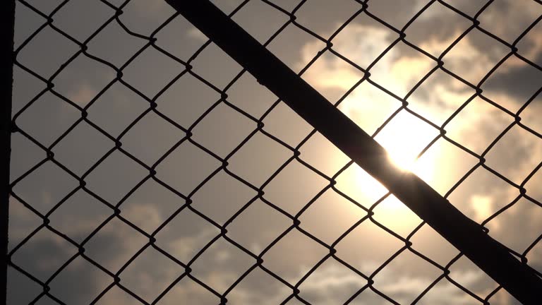 chainlink fence and sun sky