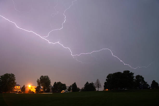 istock Lightning strike stretches over Denver Colorado 509463777