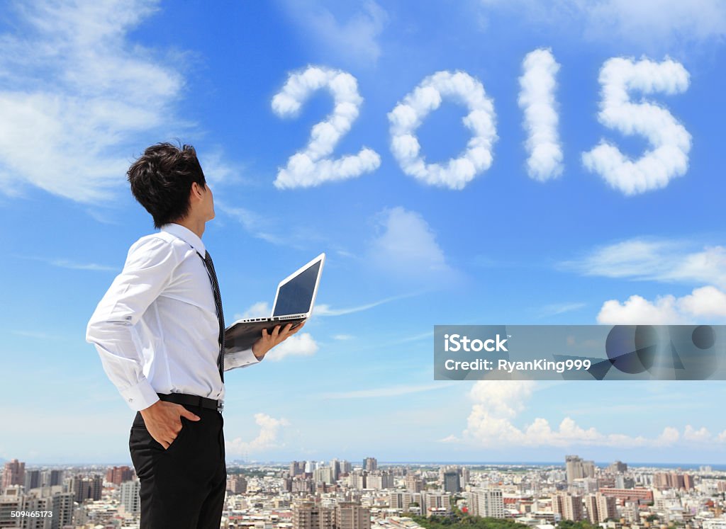 Homem de negócios de nuvem visual para 2015 - Foto de stock de 2014 royalty-free
