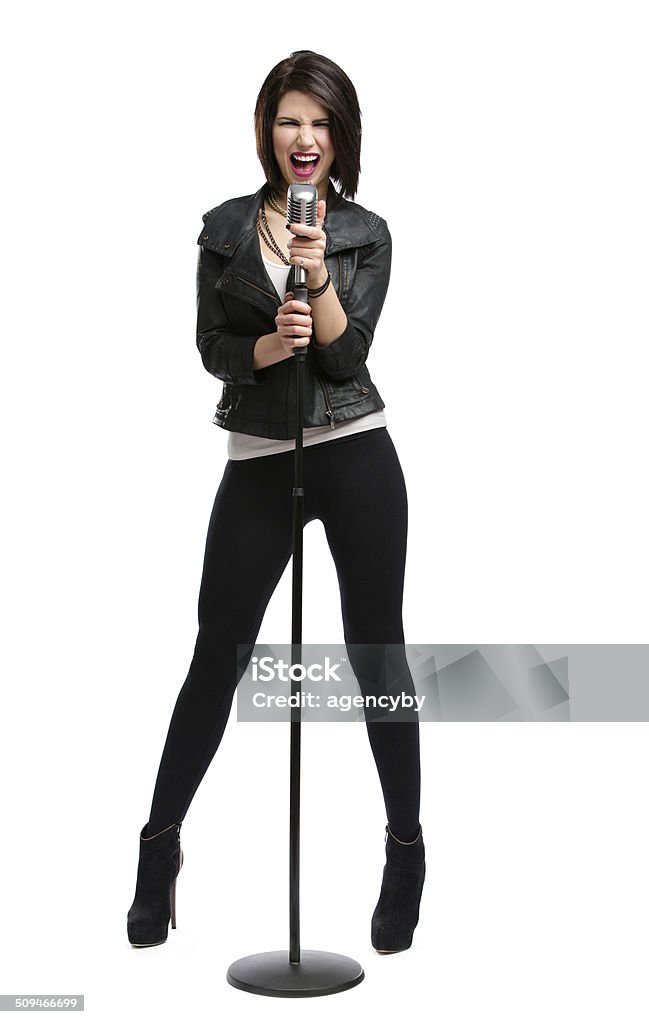 Fulllength Portrait Of Rock Singer With Mic Stock Photo - Download ...