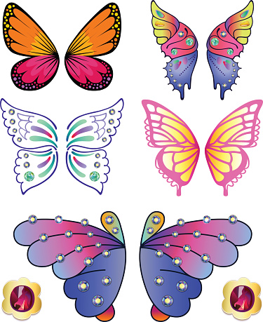 ✓ Imagen de Conjunto de dibujos animados divertidos mariposa Fotografía de  Stock