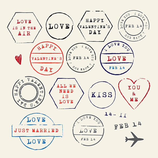 istock Wedding and Valentine's Day stamp set. Love symbols 509469084