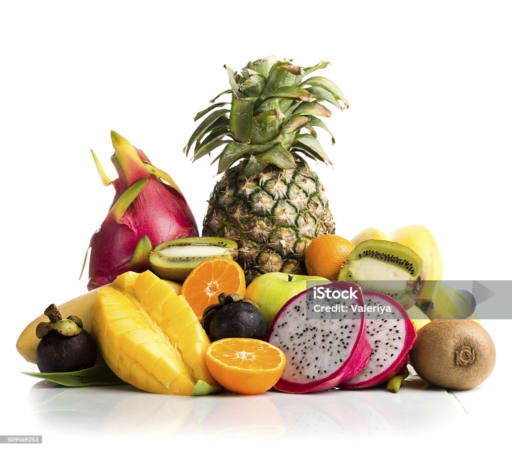 Composition de fruits exotiques, isolé sur blanc - Photo de Fruit exotique libre de droits