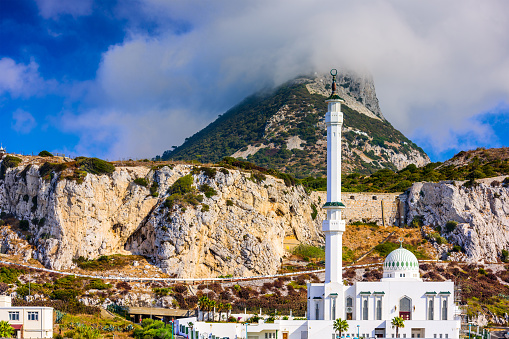Rock of Gibraltar and Ibrahim-al-Ibrahim Mosque.