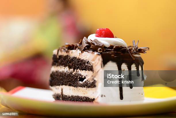 Slice Of Chocolate Vanilla Cake Stock Photo - Download Image Now - Black Forest Cake, Cake, Chocolate