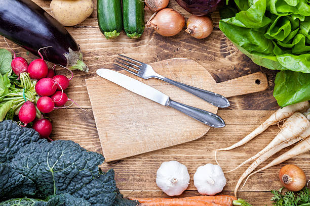 istock Fresh organic bio vegetables on wooden background 509470354