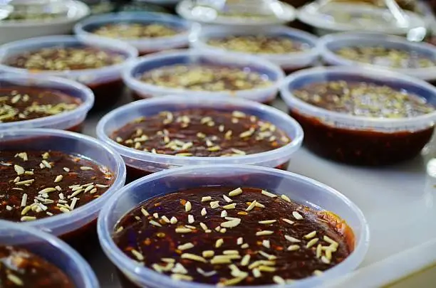 Close-up of the traditional Omani Halwa dessert
