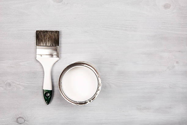 istock Paint brush on the can. Top view 509472544