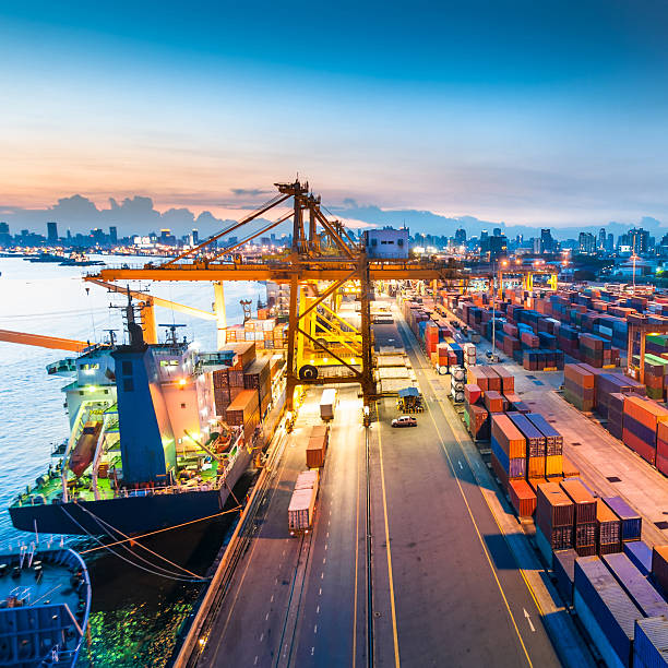 istock Container ship in the harbor in Asia , 509473230