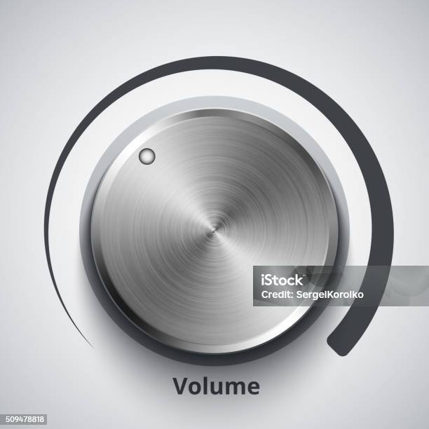 Vector Volume Knob With Metal Texture Stock Illustration - Download Image Now - Volume Knob, Push Button, Noise