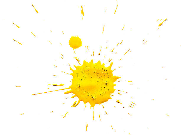 istock Yellow  watercolor stain on a white background 509480904