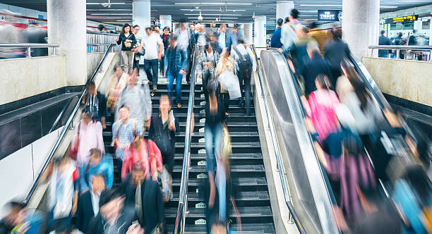istock Subway Station interior, people walking in motion blur, Shanghai 509486780
