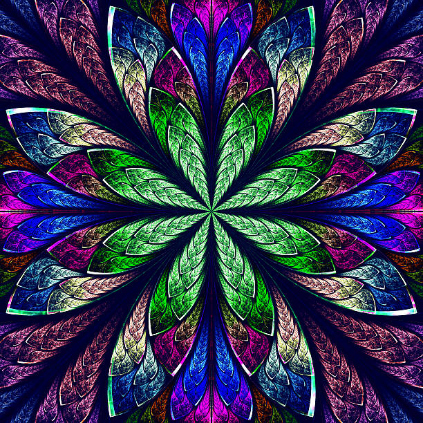 istock Multicolor beautiful fractal in stained glass window style. 509488795