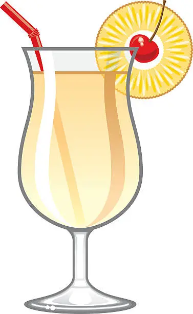 Vector illustration of Tropical Pina Colada Cocktail Icon