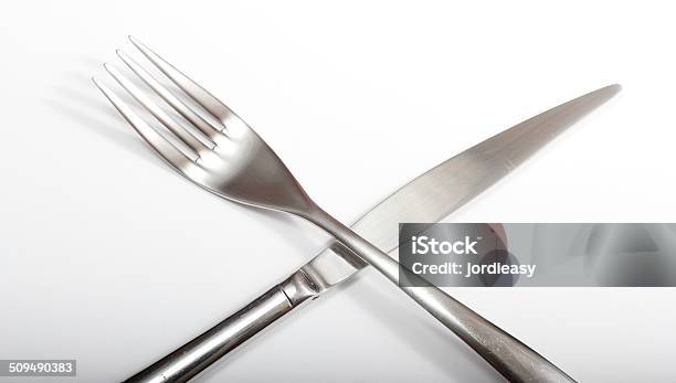Crossed Cutlery Stock Photo - Download Image Now - Cross Shape, Crossing, Cut Out