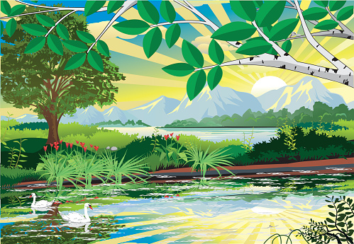 Landscape. Nature background. Vector illustration for design web design development, natural scenery graphics.