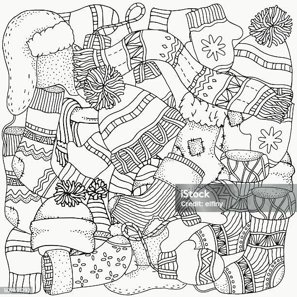 Pattern For Coloring Book Winter Sketches Stock Illustration