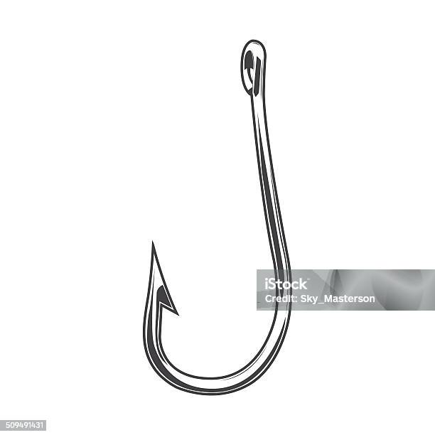 Fishing Hook Stock Illustration - Download Image Now - Fishing Hook, Line Art, Outline