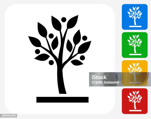 Growing Tree Icon Flat Graphic Design Stock Illustration - Download Image Now - Tree, Icon Symbol, Sapling